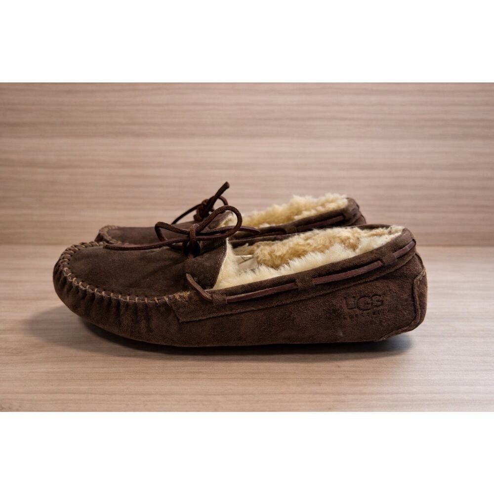 UGG Australia Moccasins Slippers Brown Suede Sheepskin Lined Women’s Size 9 Cozy